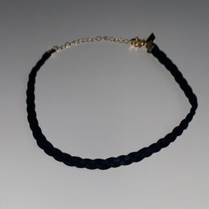 INC International Concepts Black Suede Braided Choker Necklace with Gold Accents